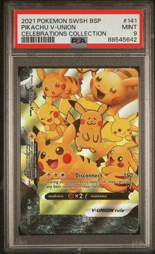 PSA 9 2021 POKEMON SWSH BLACK STAR PROMO CELEBRATIONS COLL #141 PIKACHU V-UNION