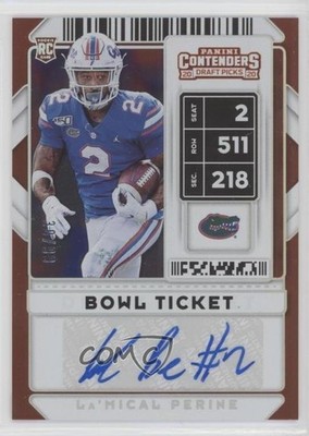 2020 Contenders Draft Picks Bowl Ticket 39/99 La'Mical Perine Rookie Auto RC fc1
