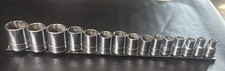 Vintage Armstrong 15pc 12 Dr Chrome Metric Socket Set Std 10mm - 32mm W Rail