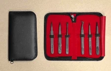6 Piece ESD Safe Plastic Tweezer Set with Storage Case