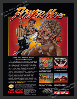 Power Moves Video Game 1990s Print Advertisement Ad 1992