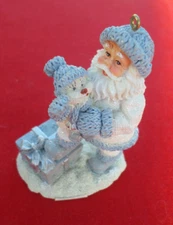 Vtg Encore group Snowbuddies Child baby snowman/Santa Gift Christmas ornament