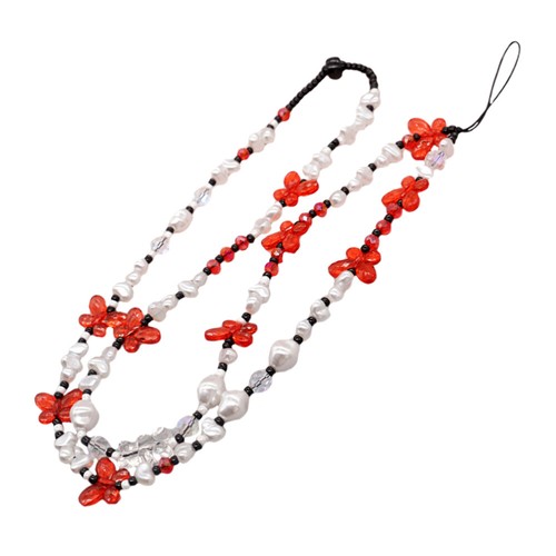 Pearl Butterfly Mobile Kette Perle Telefonriemen Mobiltelefonzauber - Zdjęcie 2 z 12