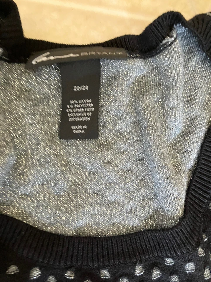 Vestido Suéter Tejido Pullover LANE BRYANT Talla 22/24 Negro y Plateado Manga 3/4 Foto 3 de 4