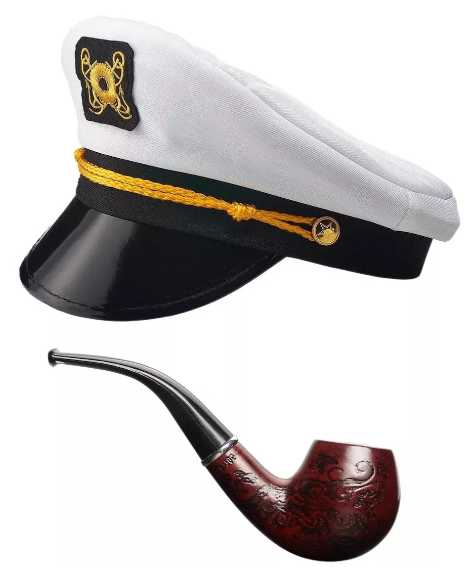 Yacht Captain Hat Costume Accessories Set, Sailor Hat Boat Captain Hat with  Pipe