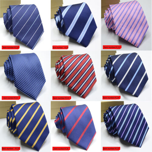 Men's Ties Solid Color Striped 8cm Jacquard Necktie Cravat Formal Wedding Party# - Picture 1 of 41