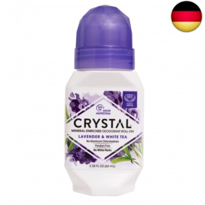 Crystal Essence Deodorant Roll-On, Lavendel und weißer Tee, 75 ml