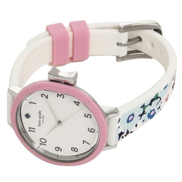 KATE SPADE PARK ROW WHITE MOP DIAL and pink  LEATHER STRAP LADIES WATCH NEW KATE SPADE KSW1418 PARK ROW Pink White Flower Silicone  main image 3