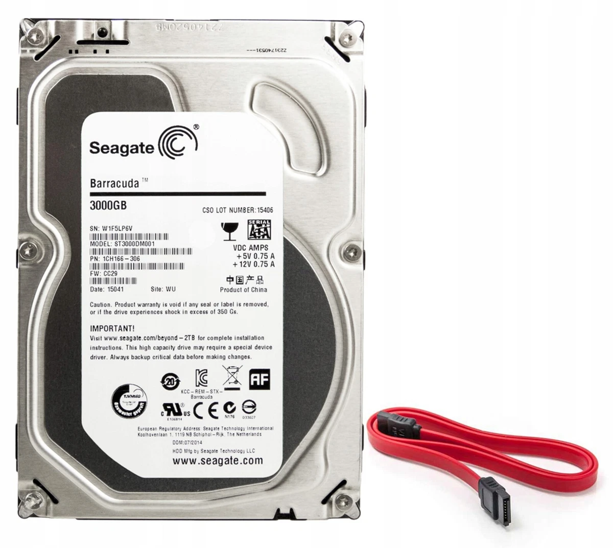 Seagate Barracuda 3000GB 3.5インチ Disco Rígido Interno Seagate Barracuda 3TB ST3000DM001