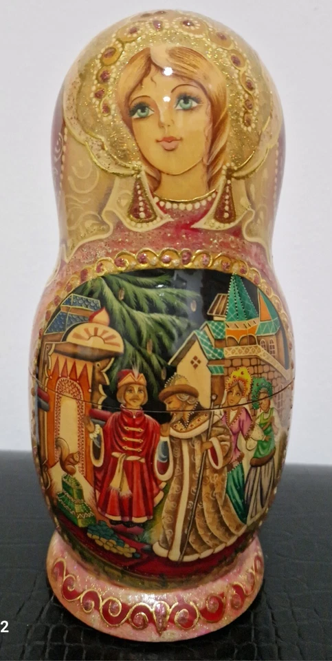 7 Fuguras  de MATRIOSHKA de madera pintado a mano 22 cm. Vintage 2004 - Imagen 2 de 4