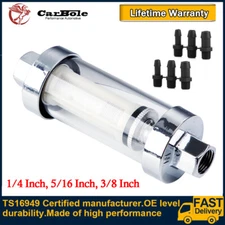 1x Car Fuel Filter Glass Hose Pipe 1/4" 5/16" 3/8" 6mm 8mm 10mm Universal Chrome