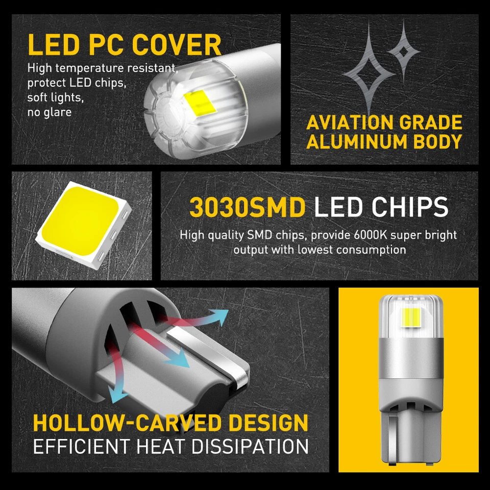 2x 501 T10 Led Bulbs Side Light Error Free Canbus 2 Smd W5W Xenon Bright White - Image 3 of 4