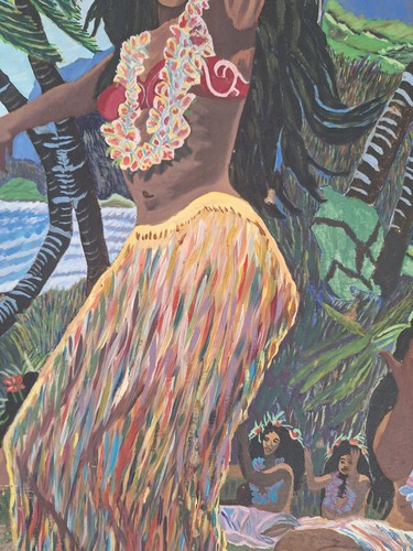 Peinture Ancienne Huile Sur Toile Femme Danseuse Des Île Tahiti Tableau Encadré - Photo 13 sur 16