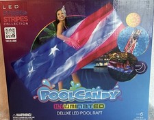 Pool Candy Stars  Stripes Deluxe LED Light-Up Pool Raft US Flag 73x30in