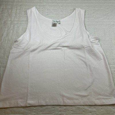 Ulla Popken White Scoop Neck Sleeveless Slim Fit Tank Top w/Bra NWT Size 20-22