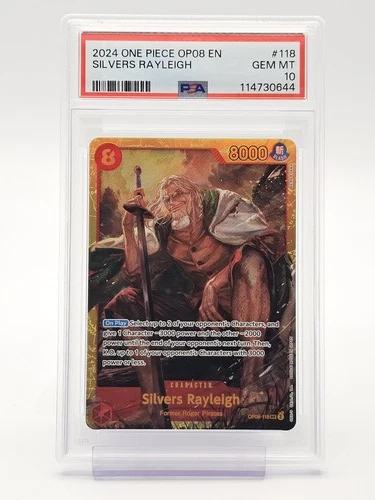 SILVERS RAYLEIGH 2024 ONE PIECE TWO LEGENDS SECRET RARE OP08-118 PSA 10 Q4444