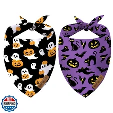 ORITASY Halloween Dog Bandanas for All Dogs (2-Pack Triangle Reversible Pet S