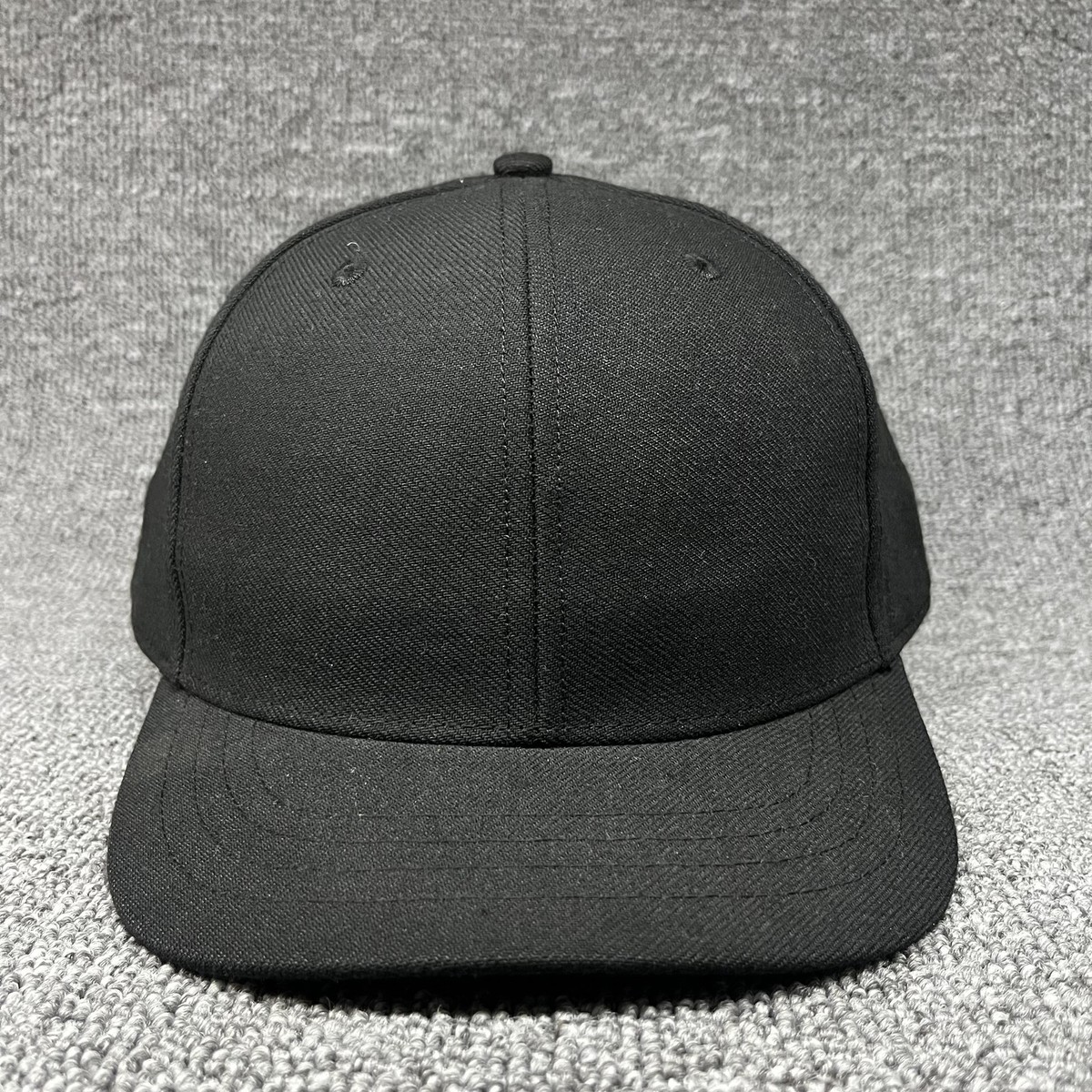New Richardson Black Fitted Baseball Cap Flat Brim Structured 6-Panel Hat