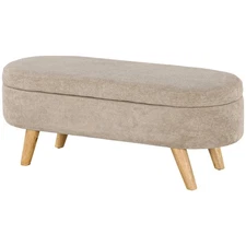 43.3" Entryway Storage Ottoman Bench Upholstered End of Bed Bench with Wood Legs