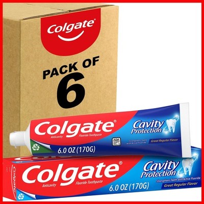 Colgate Cavity Protection Fluoride Toothpaste, Mint, 6 Pack, 6 oz