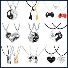 Couple BFF Necklace Set Puzzle Heart Pendant Best Friends Jewelry Gift