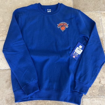 Men s New York Knicks Magic Hour Crew Sweatshirt Royal Blue Embroidered Logo  M