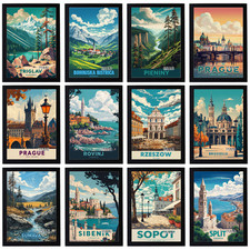 Vintage Travel Holiday Poster Europe Retro City Print Decor Wall Art A5 A4 A3