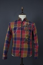 Desigual Multi Plaid 100 Cotton Collared Long Sleeve Button Down Shirt Size S