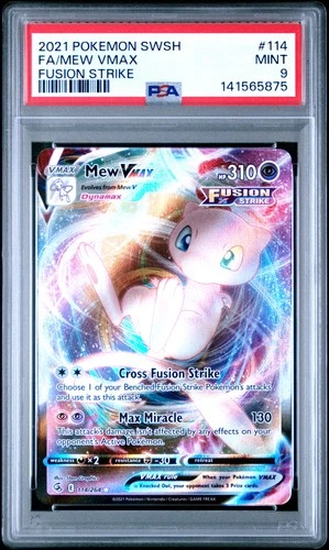 2021 POKEMON SWORD & SHIELD FUSION STRIKE #114 FULL ART/MEW VMAX PSA 9