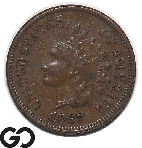 1867 Indian Head Cent Penny, Choice XF Better Date
