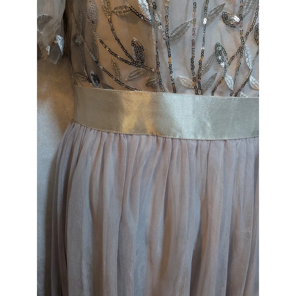 Maxi Vestido Ever Pretty2X Plateado Lentejuelas Floral Tul Fiesta de Hadas Glamour Nupcial Foto 4 de 4