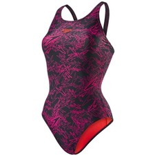 Image of Speedo Women's Allover Muscleback Swimsuit / Black Pink / RRP £37