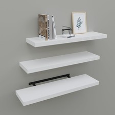Floating Shelves for Wall Set of 3, 24 White Wall Shelves for Home Decor, Fra...
