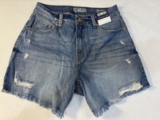 REWASH Super High Rise Vintage Reunion Women's Jean Denim Shorts 7/28 Fray Hem