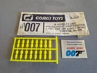 Corgi Toys #336 James Bond Toyota 2000GT Original Missile and ID Packet.