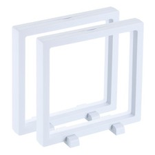 2 Pcs 3D Floating Display Case, 6.3 x 6.3 x 0.8 Inch White