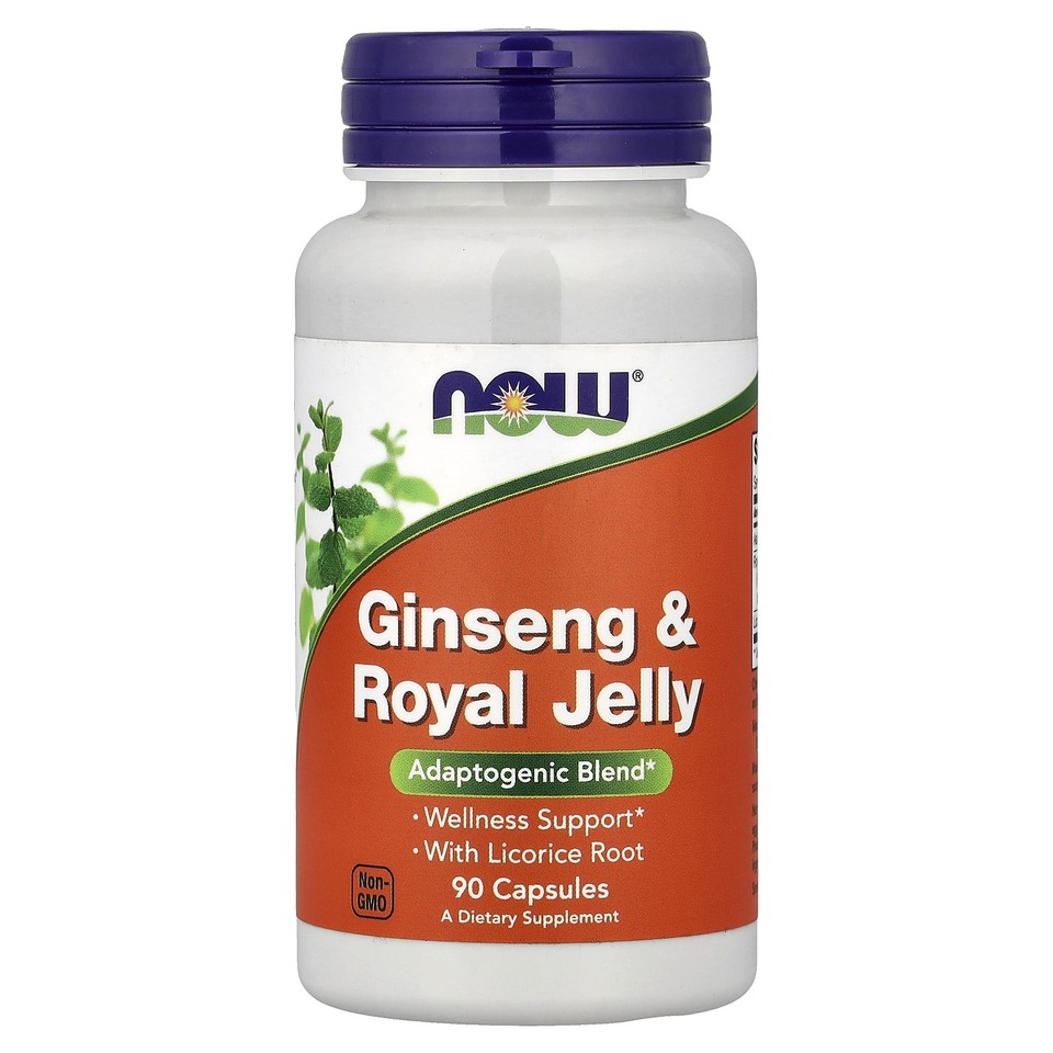 Now Foods Ginseng Royal Jelly 90 Veg Capsules GMP Quality Assured