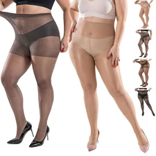 Women Plus Size Shiny High Glossy Sheer Stockings Dance Tights Pantyhose Hosiery