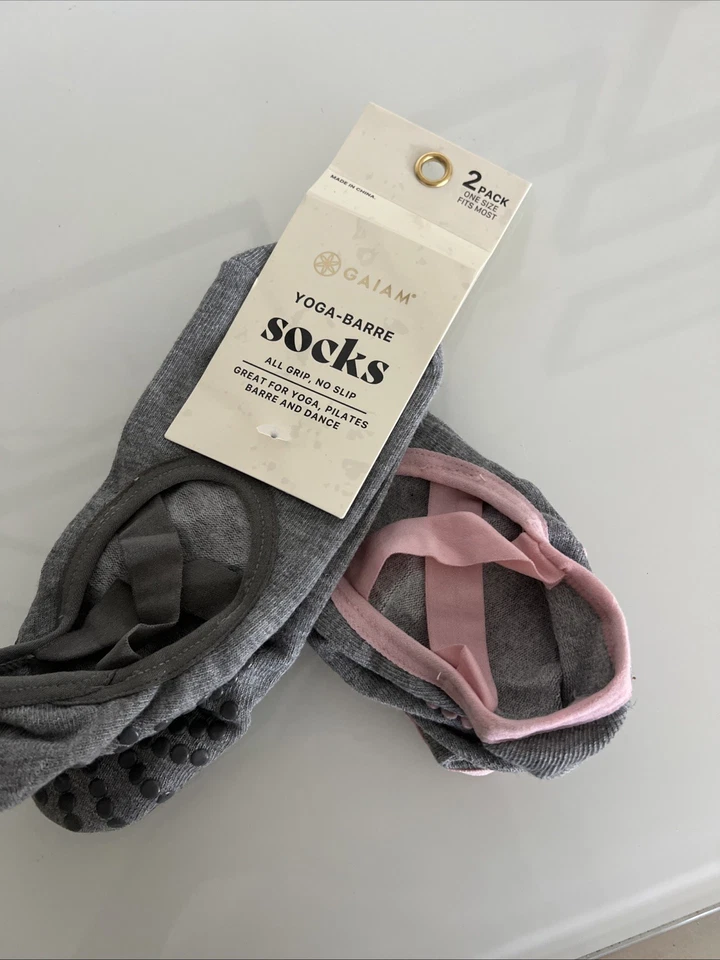Gaiam Yoga Barre Socks 2 Pairs - Grey and black - Image 2 of 3