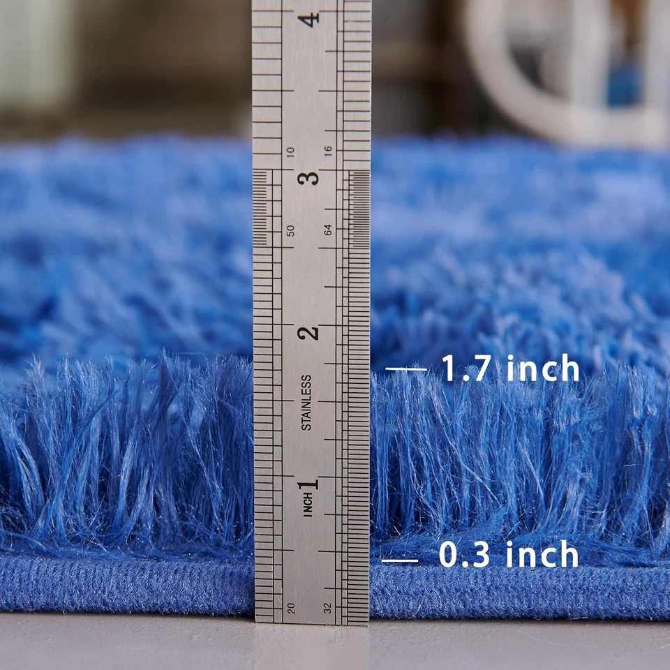 Floralux Area Rugs for Bedroom Living Room, 4x6 Rug, Dark Blue, Fluffy Fuzzy - Image 4 of 4