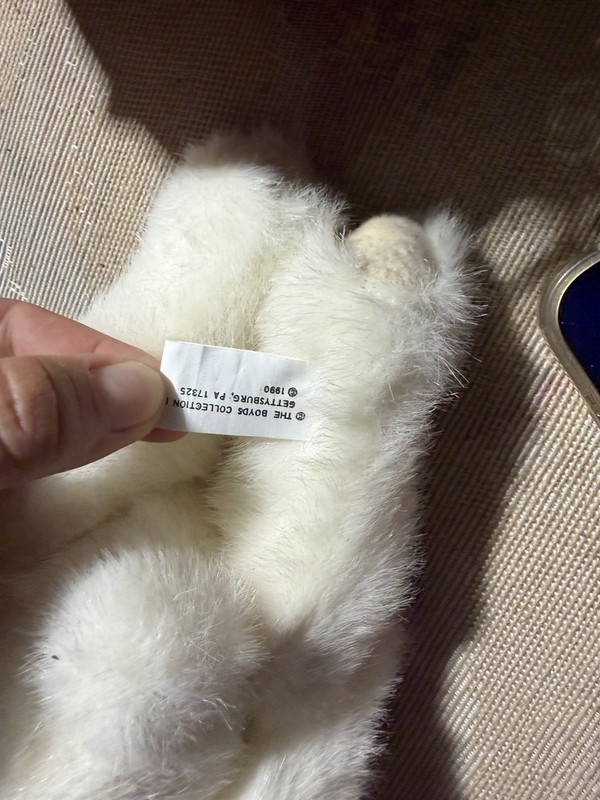 The Boyds Collection White Bunny Plush Pink Bow Vintage 1990 Retired Easter