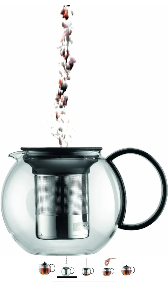 Bodum 34oz Assam Tea Press with Stainless Steel Filter: Glass Teapot & Infuser - Image 2 of 4