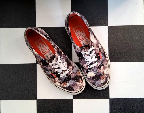 Seltene Vans mit Katzen Print 39,5, Gemusterte Sneaker Katzenköpfe, Sommerschuhe - Bild 3 von 17