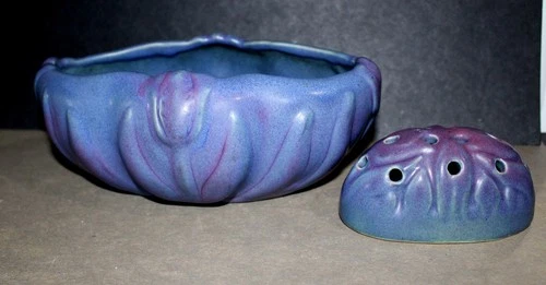 Vintage Van Briggle Art Pottery Tulip Bowl Planter And Frog