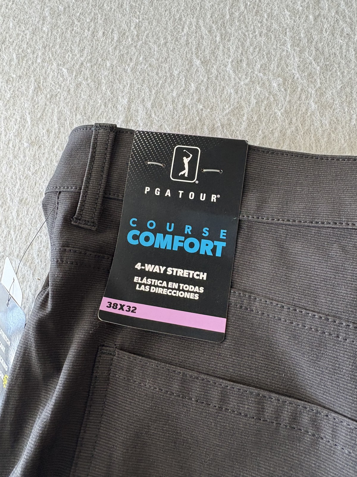 NWT PGA TOUR Men's Course Comfort 4-Way Stretch Golf Pants Black Heather 38x32 thumbnail 3