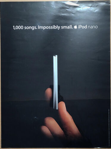 Poster Apple iPod Nano 18"" x 24"" dal 2005 - raro, in attesa di nota - Foto 1 di 1