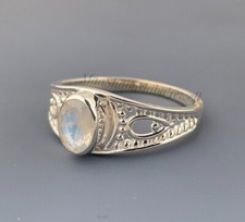 Natural Rainbow Moonstone Ring Boho Ring Wedding Ring Silver Ring Gift For Her
