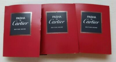 3 PCS Pasha De Cartier Edition Noire Men EDT 1.5 ml/0.05 oz Each Vial CARDED