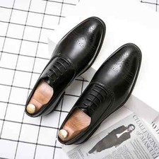 Handmade Men Black Leather Stylish Lace Up Dress Shoes, Formal Brogue Shoes