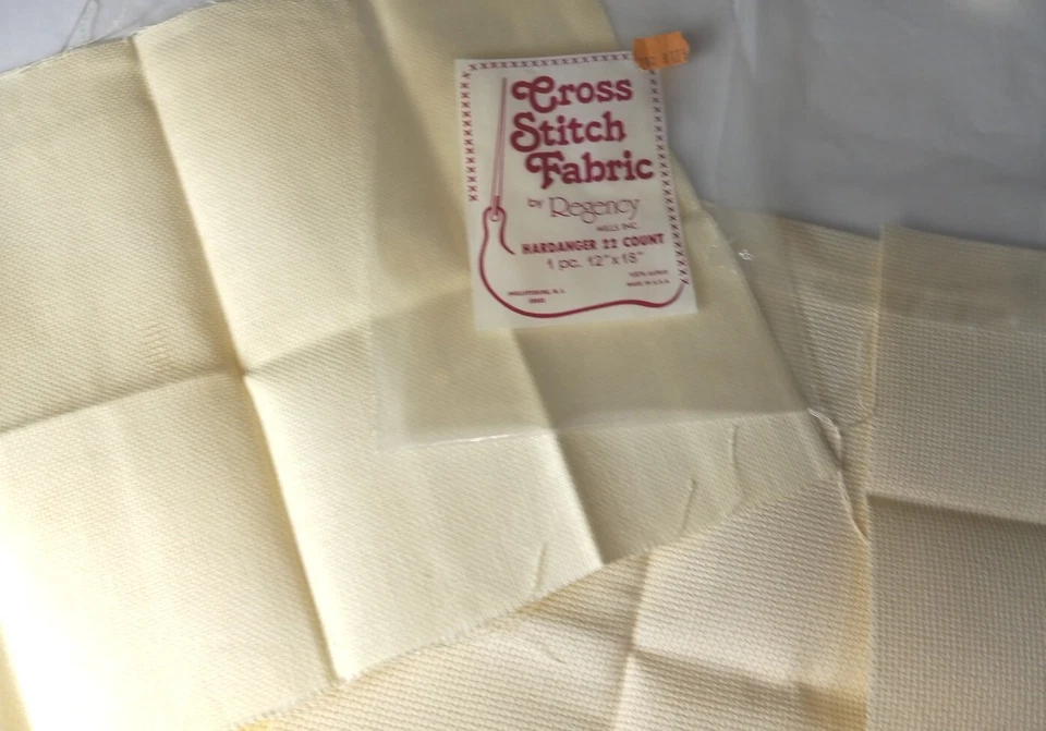 Lote 5 resíduos de tecido vintage ponto cruz Regency 22ct Charles Craft 10ct - Imagem 3 de 4